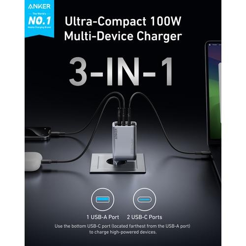 Anker 3-poort Prime Charger 100W GaN