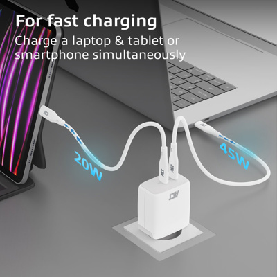 ACT 2-port USB-C Charger 65W